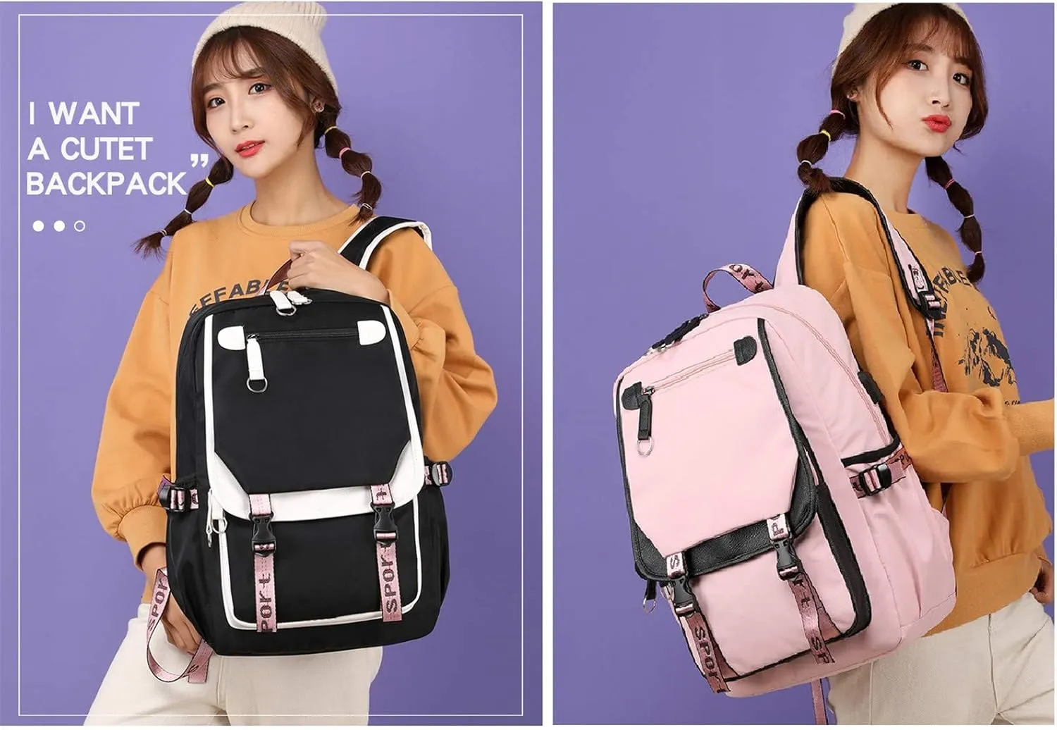 ISaikoy Anime Chiikawa Backpack Hachiware Bookbag Daypack Laptop School Bag with USB Charging Port 12