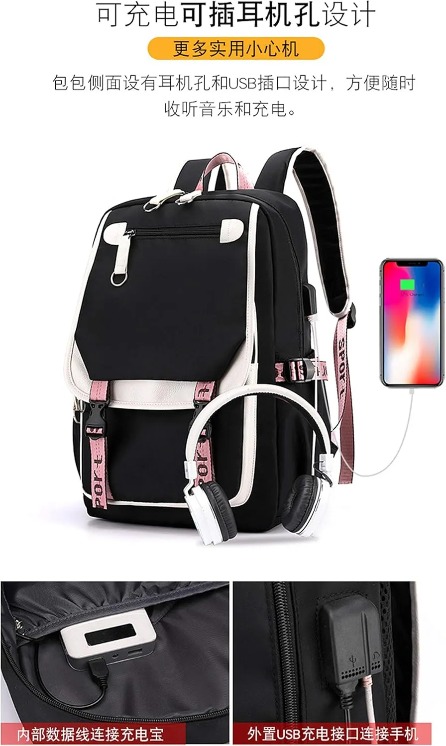 ISaikoy Anime Chiikawa Backpack Hachiware Bookbag Daypack Laptop School Bag with USB Charging Port 12