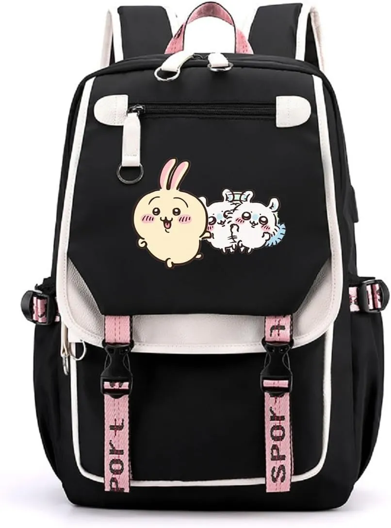 ISaikoy Anime Chiikawa Backpack Hachiware Bookbag Daypack Laptop School Bag with USB Charging Port 12