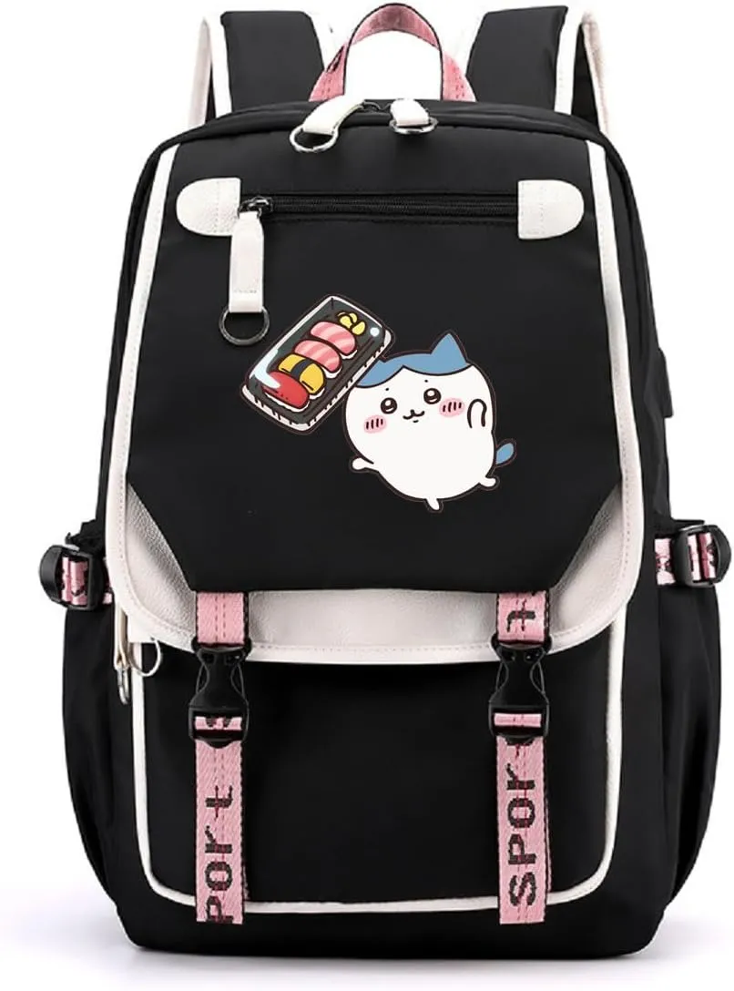 ISaikoy Anime Chiikawa Backpack Hachiware Bookbag Daypack Laptop School Bag with USB Charging Port 1