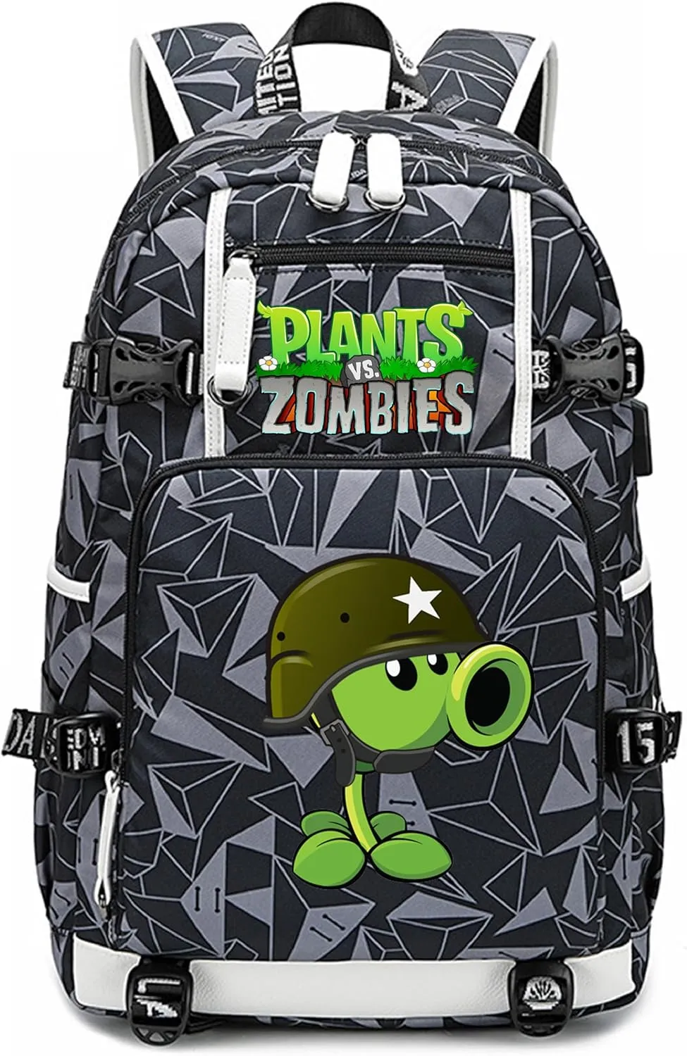 ISaikoy Game Plants vs. Zombies Backpack Shoulder Bag Bookbag School Bag Daypack Satchel Laptop Bag Color Grey11