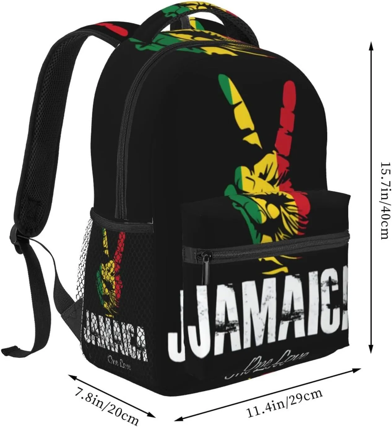 Jamaica One Love Peace Sign Backpacks 15in Laptop Backpack Multipurpose Double Shoulder Bag For Men Women Gifts