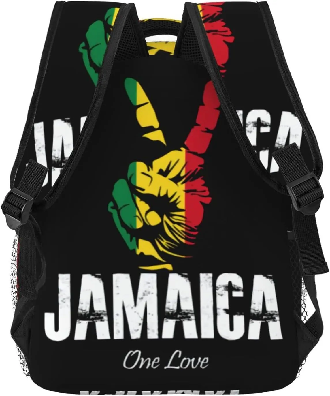 Jamaica One Love Peace Sign Backpacks 15in Laptop Backpack Multipurpose Double Shoulder Bag For Men Women Gifts