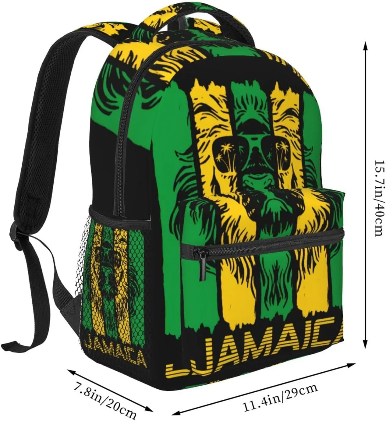 Jamaican Flag Rasta Reggae Judah Lion Backpacks 15in Laptop Backpack Multipurpose Double Shoulder Bag For Men Women Gifts