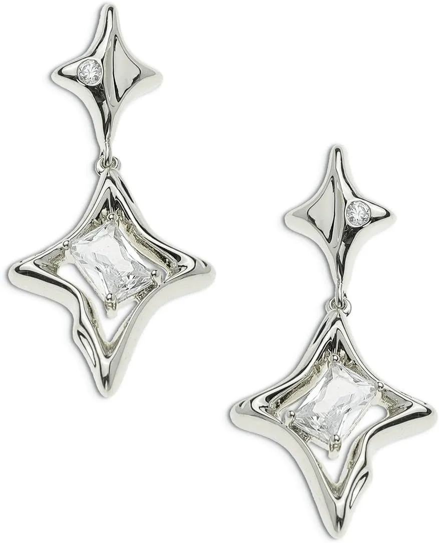 JeanBeau Gold Star Drop Dangle Earrings for Women - Trendy Sparkly Cubic Zirconia Unique Hypoallergenic Fashion Jewelry Gift
