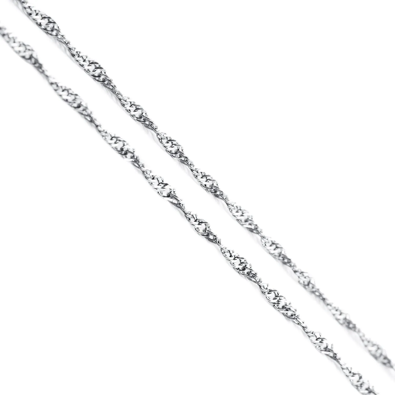Jewelry 2mm Titanium Steel Silver Singapore Chain Necklaces for Women 16 to 30 in
