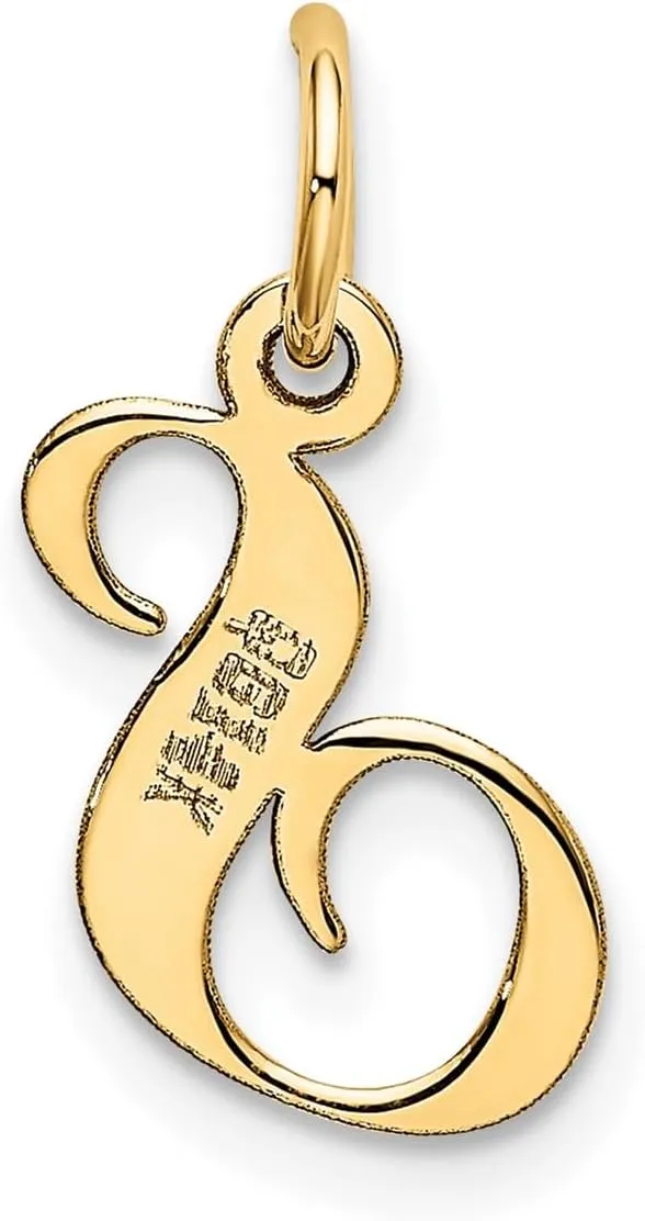 Jewelry Affairs 14K Yellow Gold Script Letter Initial Pendant Charm, 12x15mm