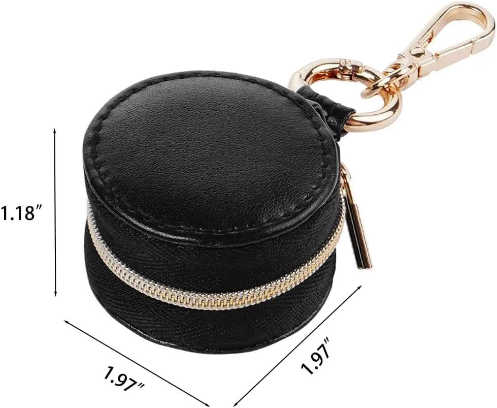 Jewelry Ring Holder Keychain - Portable Travel Sports Ring Keeper Case - Mini Small Versatile Carrying Display Storage Organizer Box With Key Chain (Black)