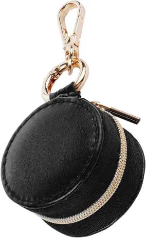 Jewelry Ring Holder Keychain - Portable Travel Sports Ring Keeper Case - Mini Small Versatile Carrying Display Storage Organizer Box With Key Chain (Black)