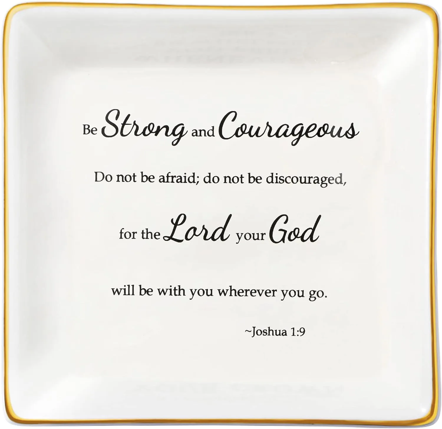 JoycuFF Christian Gifts for Women Inspirational Religious Jewelry Trinket Dish Birthday Gifts for Sister Daughter Mother Aunt Christians Be Strong and Courageous Ring Holder