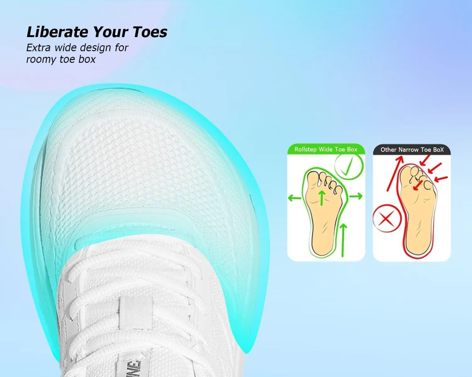 KDN Men's Wide Toe Box Shoes Cushioned Road Running Shoes Non Slip Mens Walking Sneakers for Wide Feet Comfortable Athletic Gym Workout Shoes Wide Width