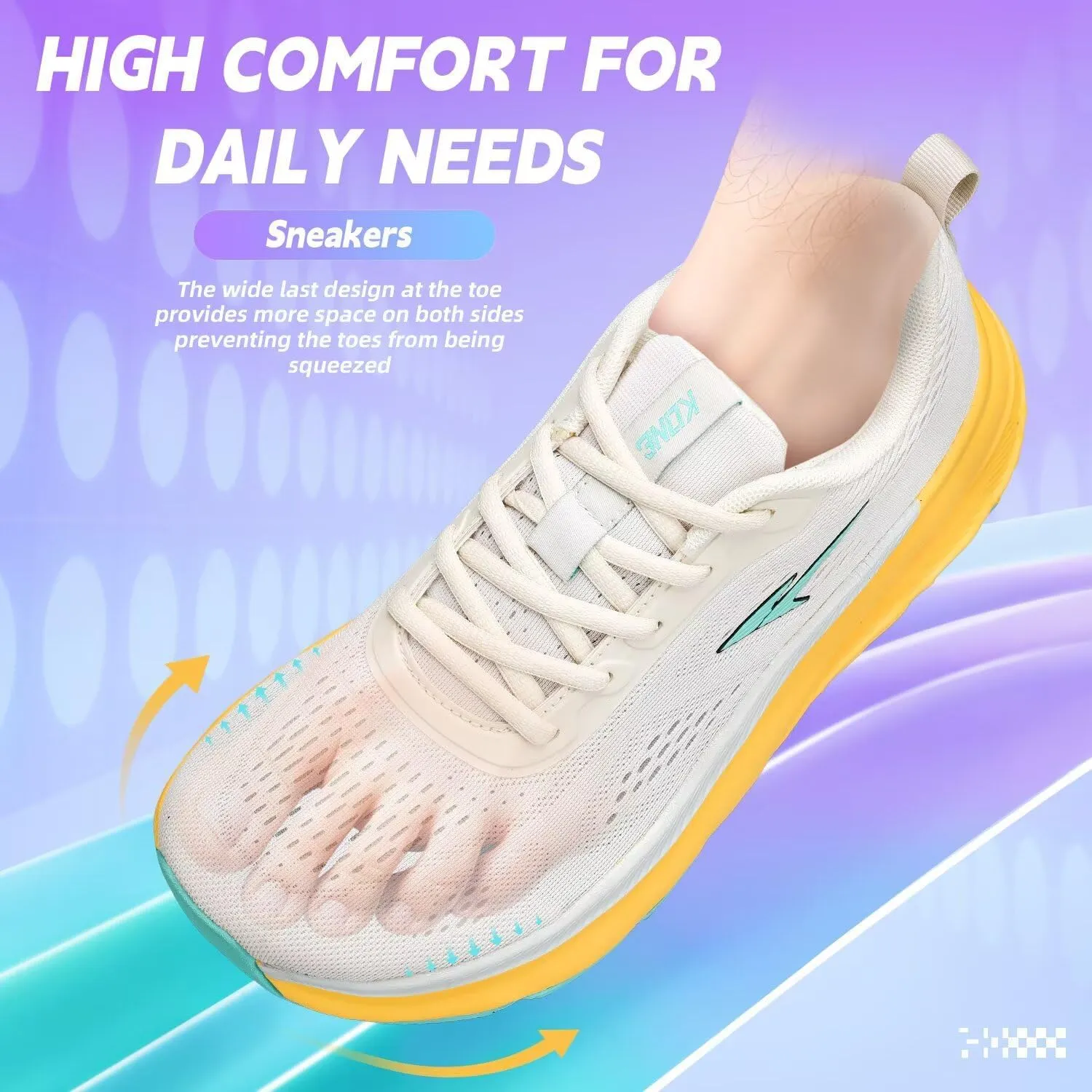 KDN Men's Wide Toe Box Shoes Cushioned Road Running Shoes Non Slip Mens Walking Sneakers for Wide Feet Comfortable Athletic Gym Workout Shoes Wide Width