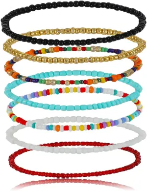 kelistom Boho Anklet for Women Teen Girls Handmade Elastic Beaded Ankle Bracelets for Women Summer Foot Jewelry