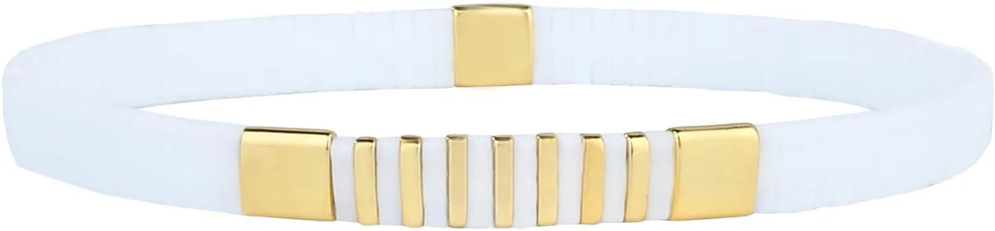 KELITCH New Women Tila Beads Bracelets Colorful Friendship Stackable Stretch Bracelets C