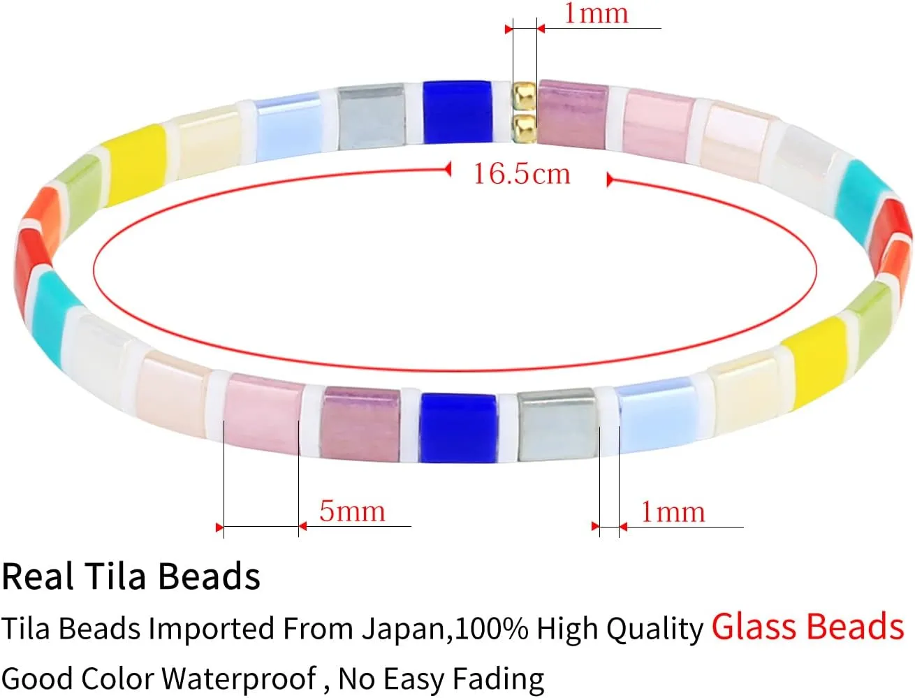 KELITCH Women Bracelets Colorful Tila Beads Stackable Stretch Friendship Bracelets
