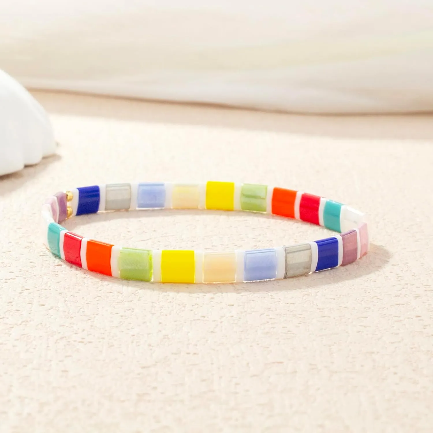 KELITCH Women Bracelets Colorful Tila Beads Stackable Stretch Friendship Bracelets