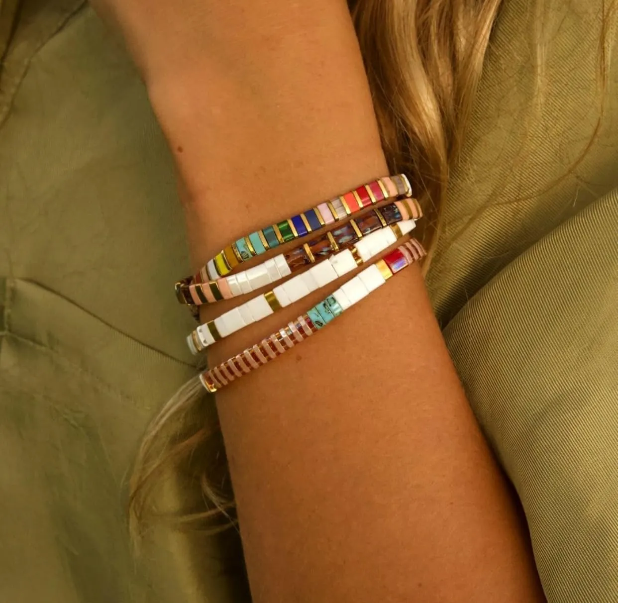 KELITCH Women Stretch Bracelets Tila Beaded Candy Colors Friendship Bracelets New