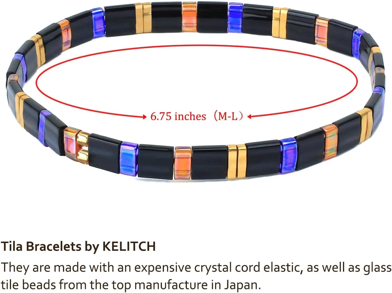 KELITCH Women Stretch Bracelets Tila Beaded Candy Colors Friendship Bracelets New