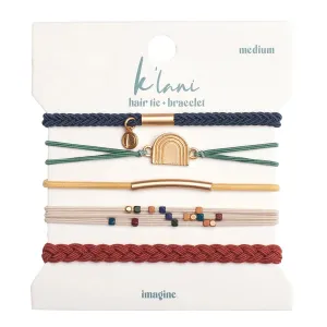 K'lani Imagine Bracelets for Women  Elastic Bracelets and Boho Hair Ties  Cute Hairties for Women and Hair Tie Accessories  Stylish Boho Style for Hair and Wrist  Set of 5 (Medium)