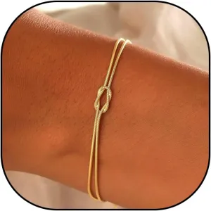 Knot Bracelets For Women 14K Real Gold Plated Love Knot Bracelet Adjustable Gold Bracelets for Women Dainty Snake Chain Infinity Forever Friendship Relationship Bracelets for Women Jewelry Gifts