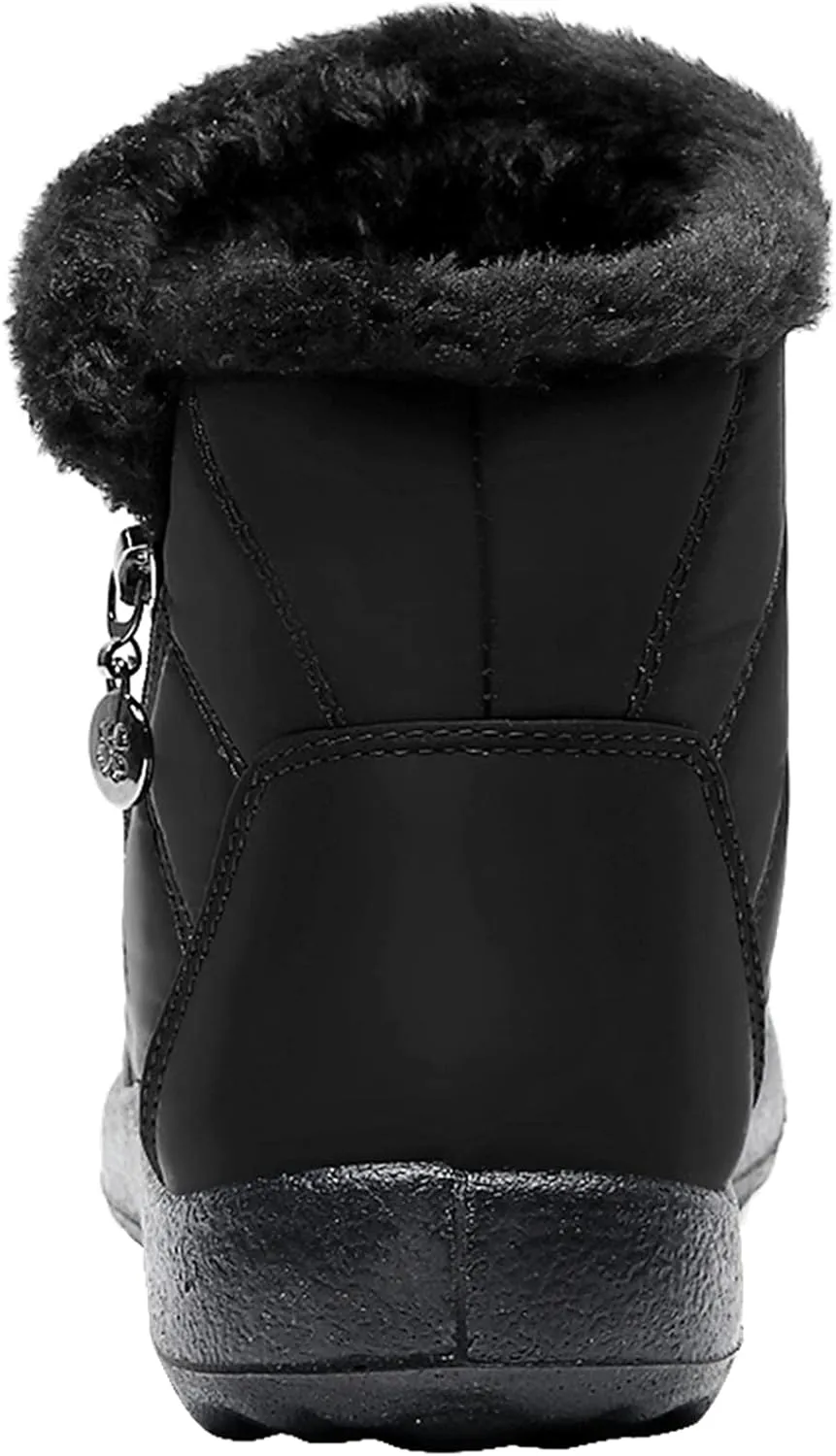 L-RUN Womens Winter Snow Boots Fur Lined Warm Ankle Boots Slip on Men's Snow Ankle Boots Lightweight Outdoor Footwear