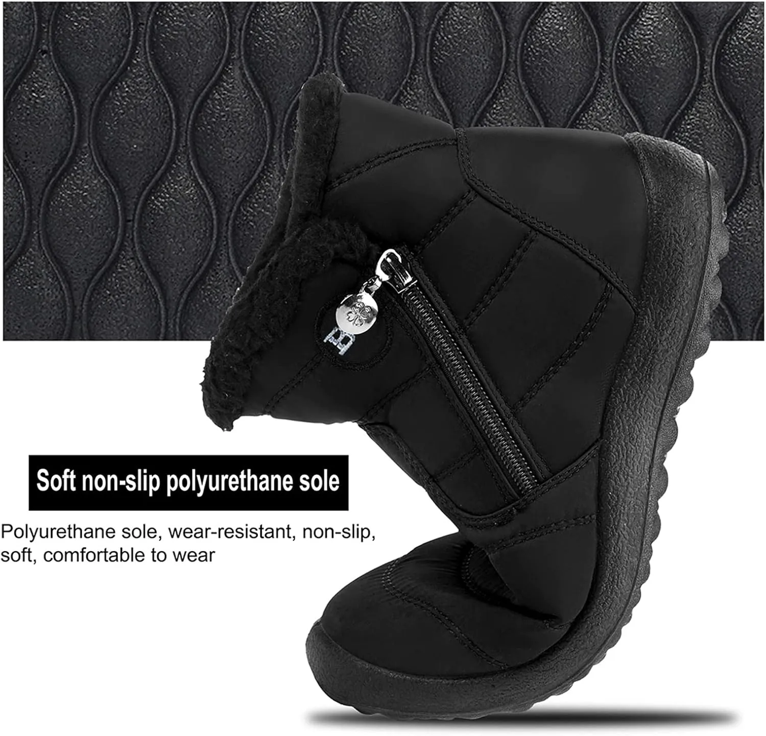 L-RUN Womens Winter Snow Boots Fur Lined Warm Ankle Boots Slip on Men's Snow Ankle Boots Lightweight Outdoor Footwear