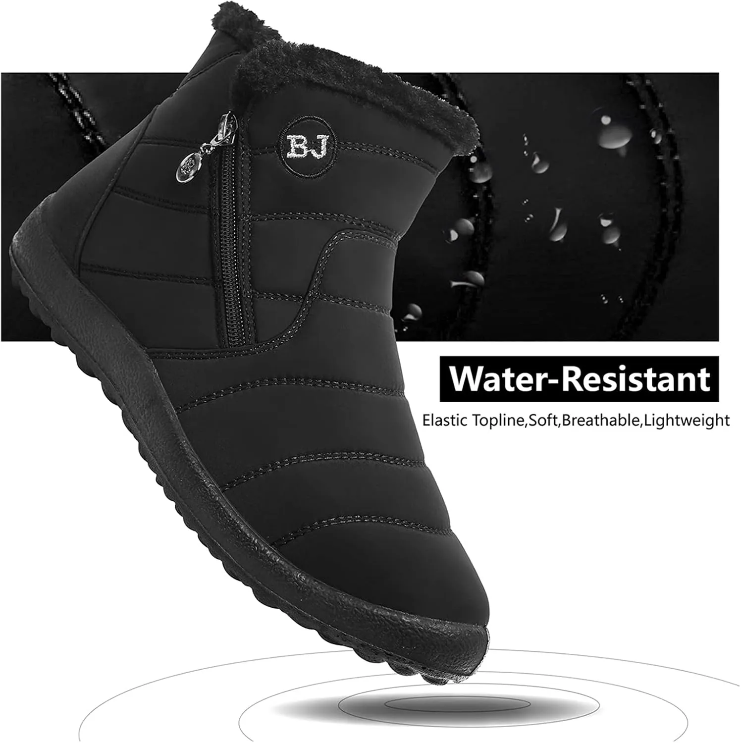 L-RUN Womens Winter Snow Boots Fur Lined Warm Ankle Boots Slip on Men's Snow Ankle Boots Lightweight Outdoor Footwear
