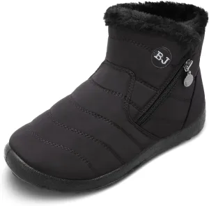 L-RUN Womens Winter Snow Boots Fur Lined Warm Ankle Boots Slip on Men's Snow Ankle Boots Lightweight Outdoor Footwear
