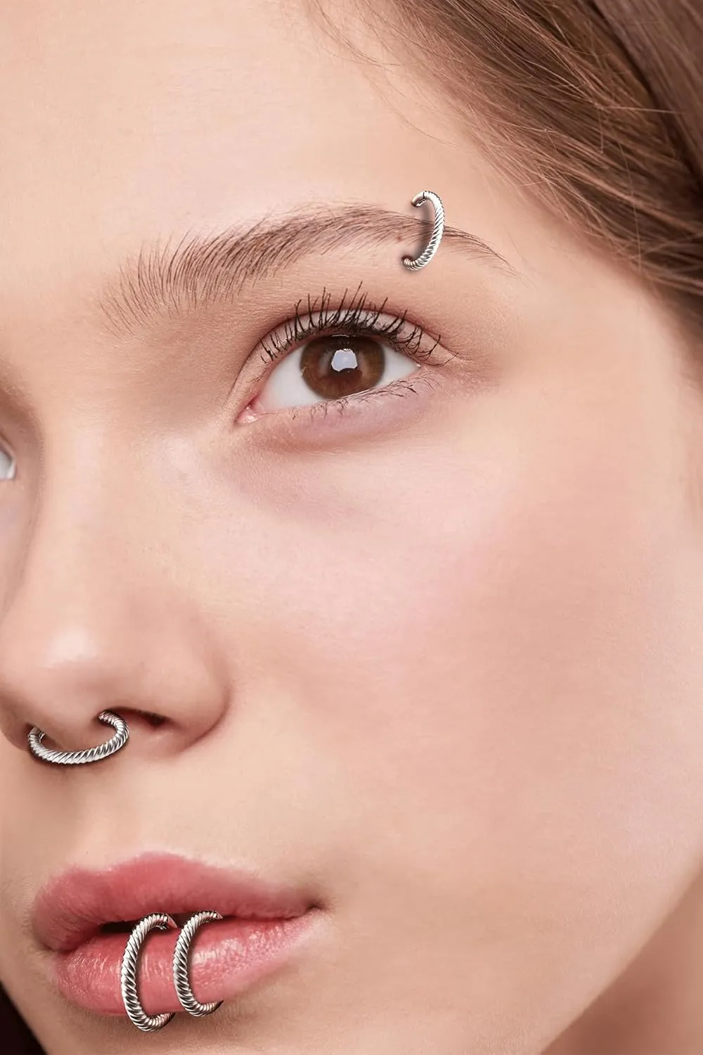 Lantine Hinged 20g 18g 16g Nose Rings Hoops 6mm 8mm 10mm 12mm 14mm 16mm Septum Ring Clicker Cartilage Helix Hoop Earrings Set
