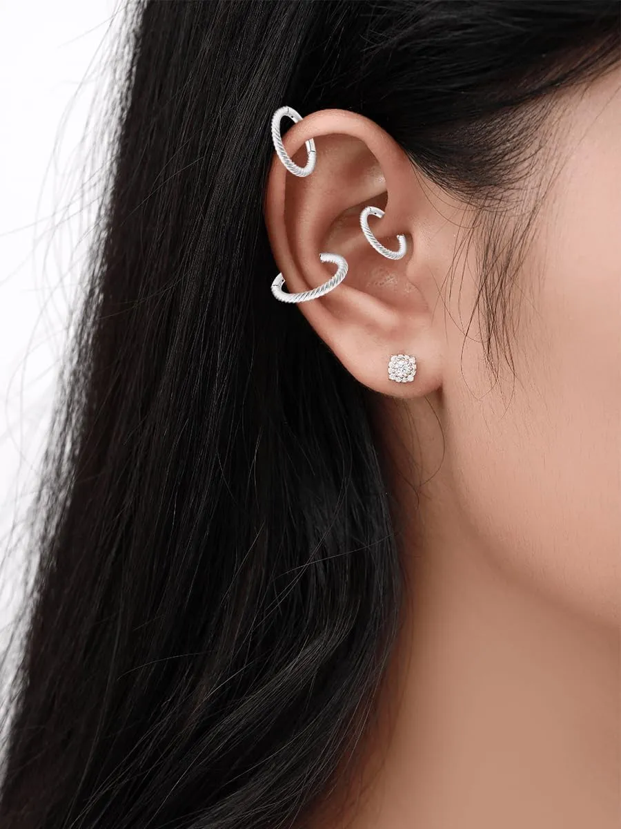 Lantine Hinged 20g 18g 16g Nose Rings Hoops 6mm 8mm 10mm 12mm 14mm 16mm Septum Ring Clicker Cartilage Helix Hoop Earrings Set