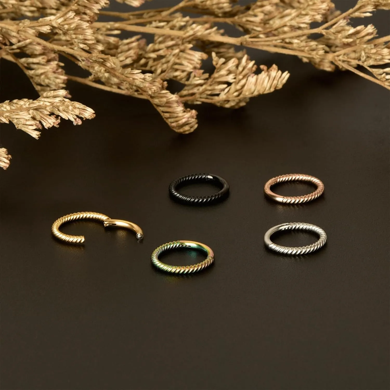 Lantine Hinged 20g 18g 16g Nose Rings Hoops 6mm 8mm 10mm 12mm 14mm 16mm Septum Ring Clicker Cartilage Helix Hoop Earrings Set