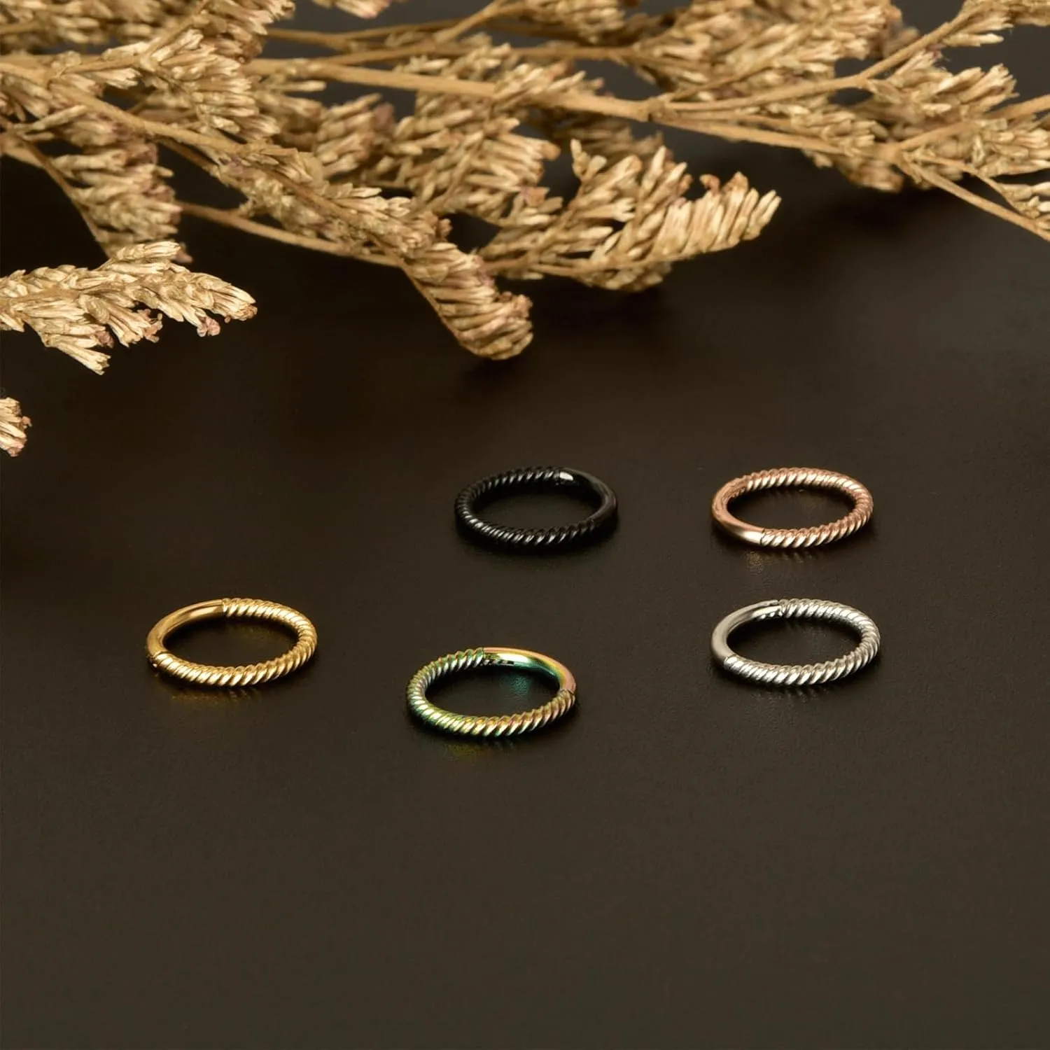 Lantine Hinged 20g 18g 16g Nose Rings Hoops 6mm 8mm 10mm 12mm 14mm 16mm Septum Ring Clicker Cartilage Helix Hoop Earrings Set
