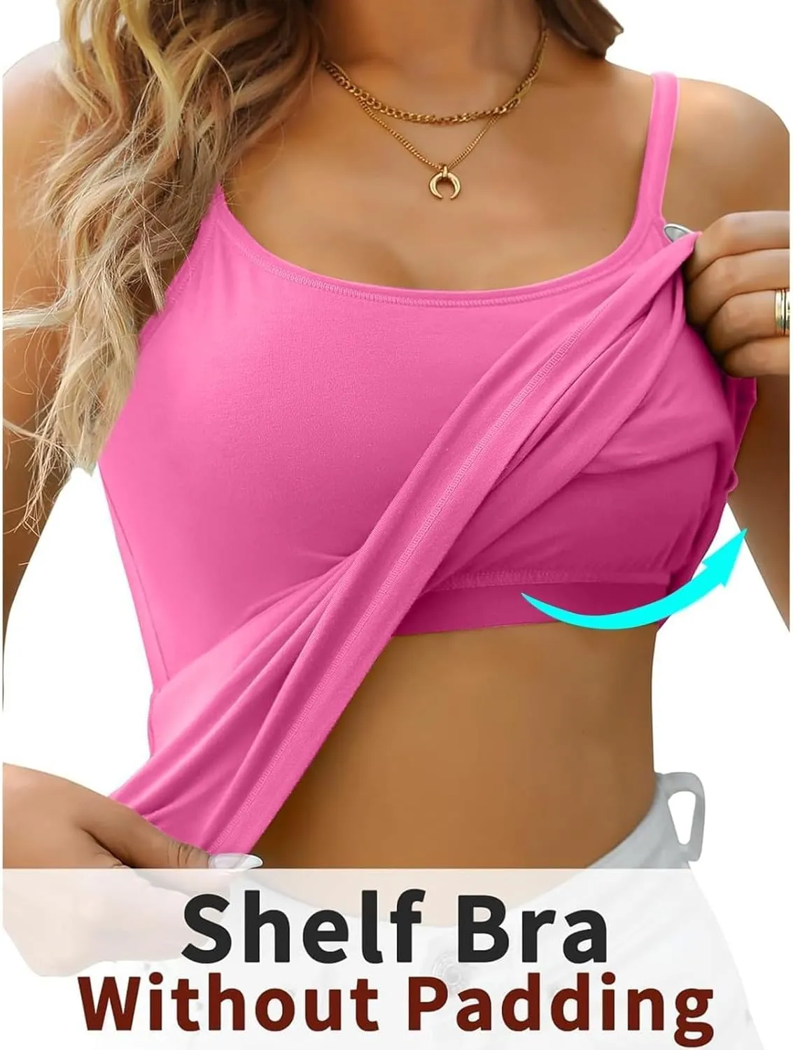 LCMTWX Camisole Tops For Women With Chest Pad Bra One Undershirt Padded Tank Tops For Women White Camisole Tops Women