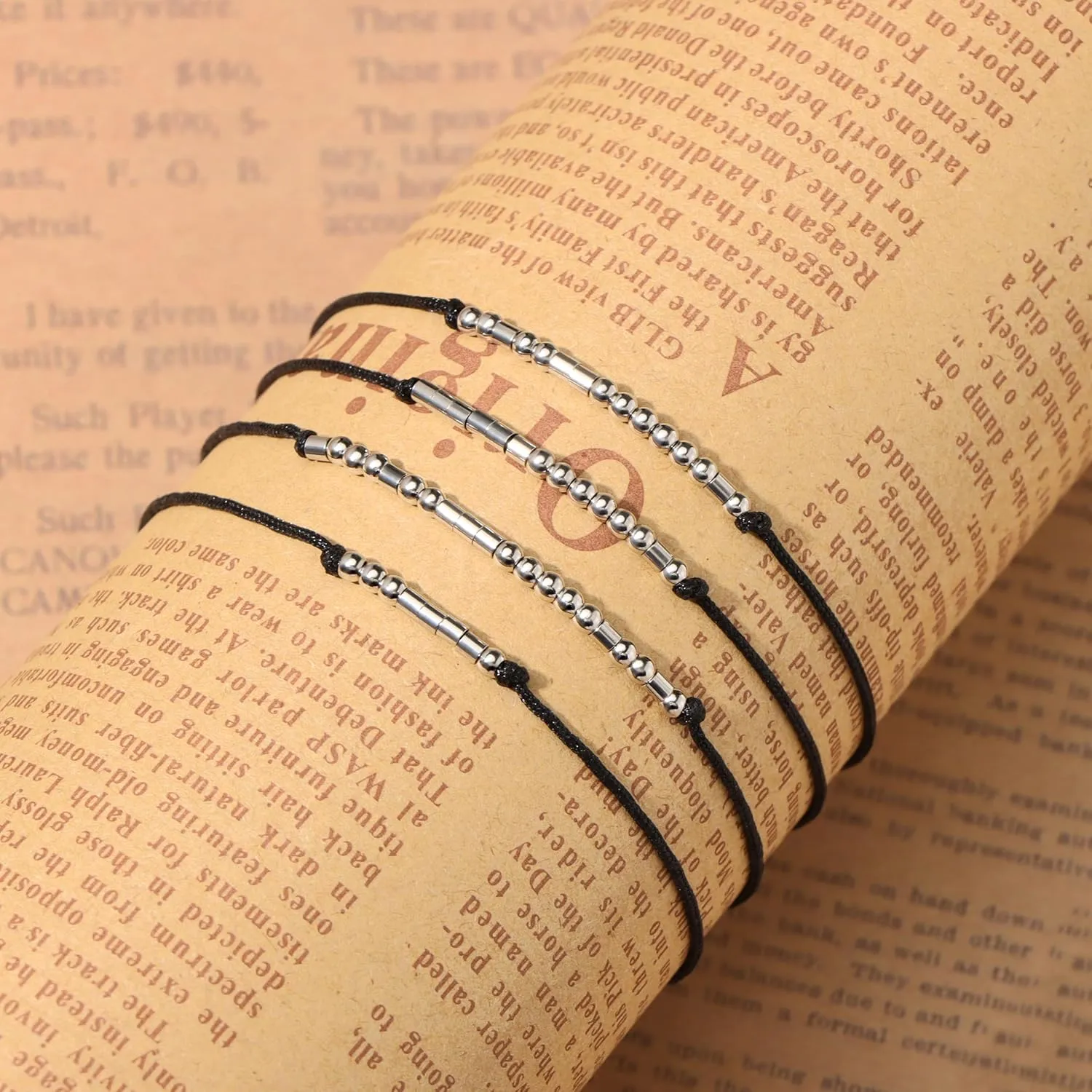 Ldurian Morse Code Bracelet, Dad Mom Brother Sister Daughter Son Friend Morse Code Bracelets, Adjustable String Matching Beads Secret Message Jewelry