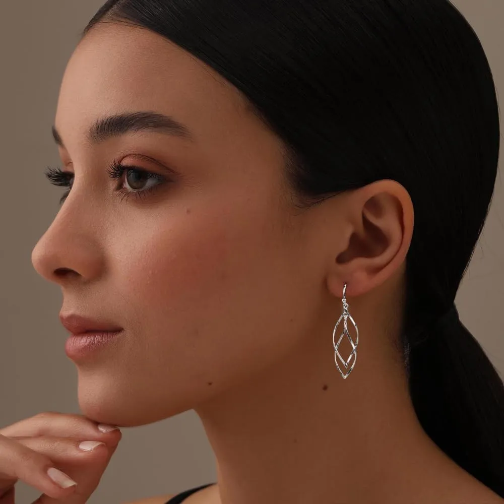LeCalla 925 Sterling Silver Drop Earring | Lightweight Classic Linear Tear Drop Dangle Earrings | Silver Dangly Earrings Hypoallergenic Jewelry