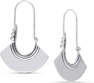 LeCalla 925 Sterling Silver Hammered Earrings Lightweight Italian Classic Handmade Textured Hammered Drop Dangle Earring for Women