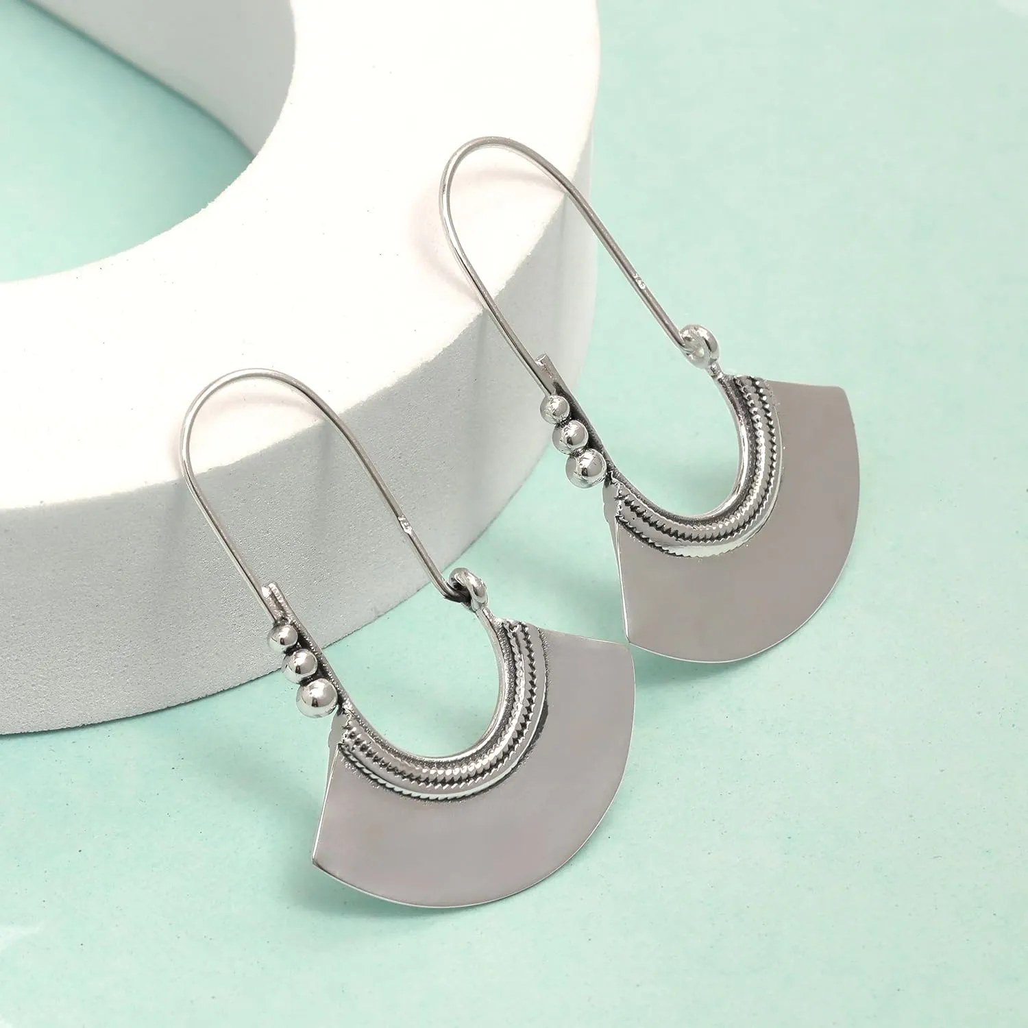 LeCalla 925 Sterling Silver Hammered Earrings Lightweight Italian Classic Handmade Textured Hammered Drop Dangle Earring for Women
