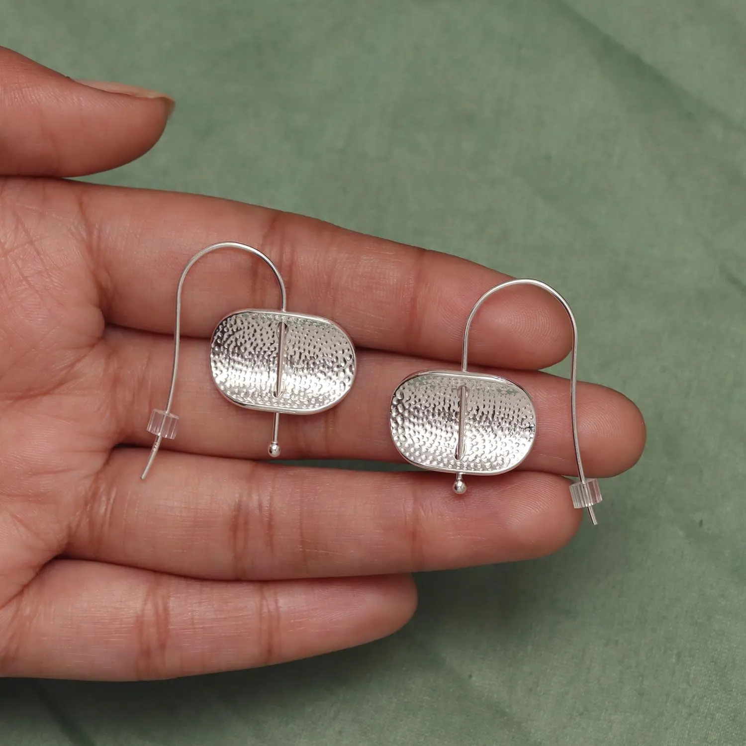 LeCalla 925 Sterling Silver Hammered Earrings Lightweight Italian Classic Handmade Textured Hammered Drop Dangle Earring for Women