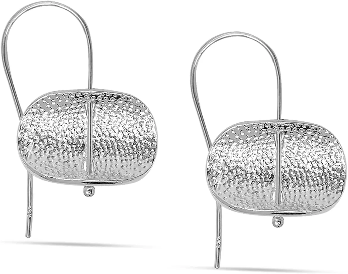 LeCalla 925 Sterling Silver Hammered Earrings Lightweight Italian Classic Handmade Textured Hammered Drop Dangle Earring for Women