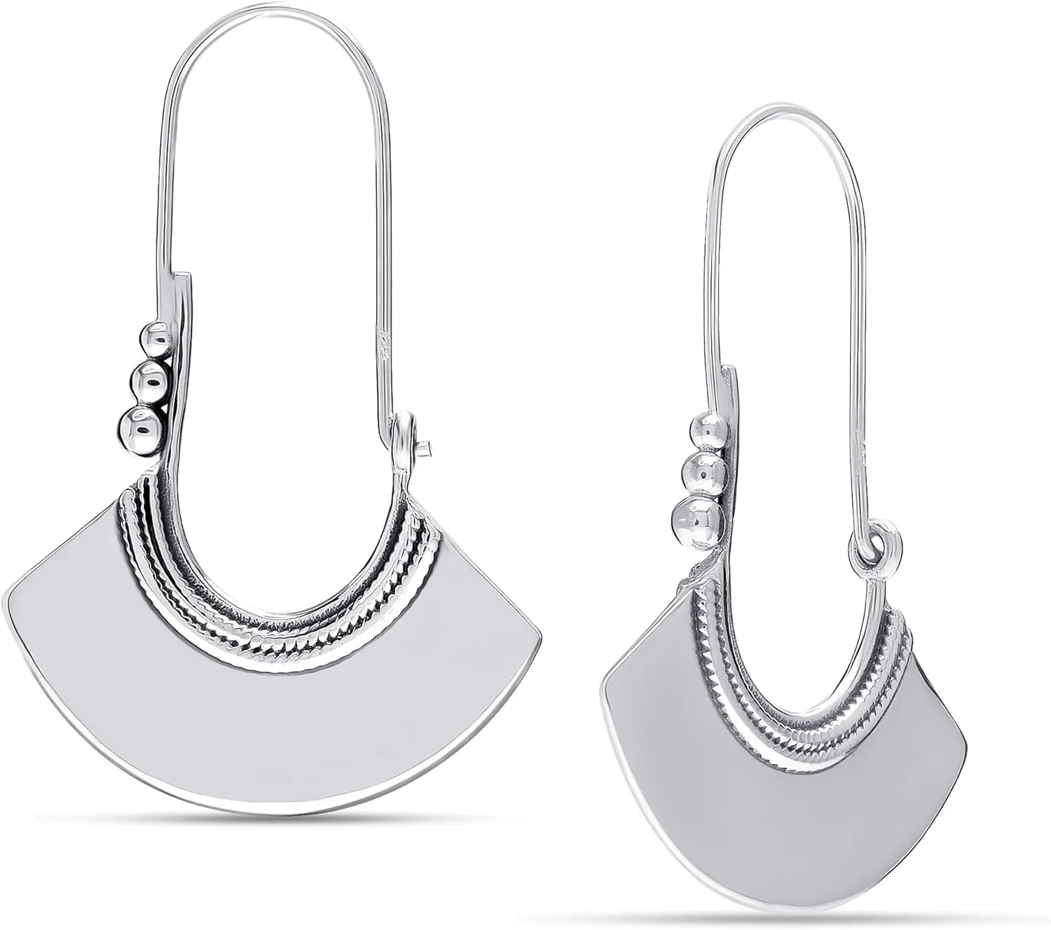 LeCalla 925 Sterling Silver Hammered Earrings Lightweight Italian Classic Handmade Textured Hammered Drop Dangle Earring for Women