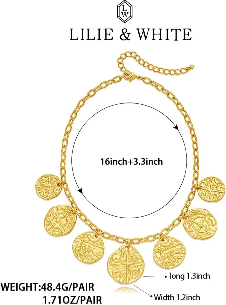 LILIE&WHITE Gold Heart Necklaces For Women With Different Heart Charms Gold Charm Sun Heart Necklace Coin Charms Fashion Jewelry Gift