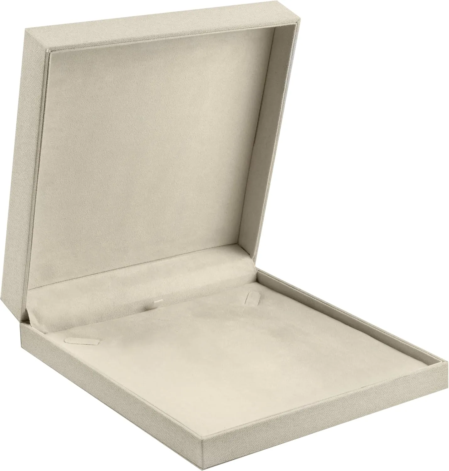 Linen Weave Large Necklace Box - Chain & Long Necklace Jewelry Gift Box for Men & Women - Organic Color Necklace Case with Soft Suede Interior and Matching 2-Piece Outer Box