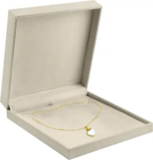 Linen Weave Large Necklace Box - Chain & Long Necklace Jewelry Gift Box for Men & Women - Organic Color Necklace Case with Soft Suede Interior and Matching 2-Piece Outer Box