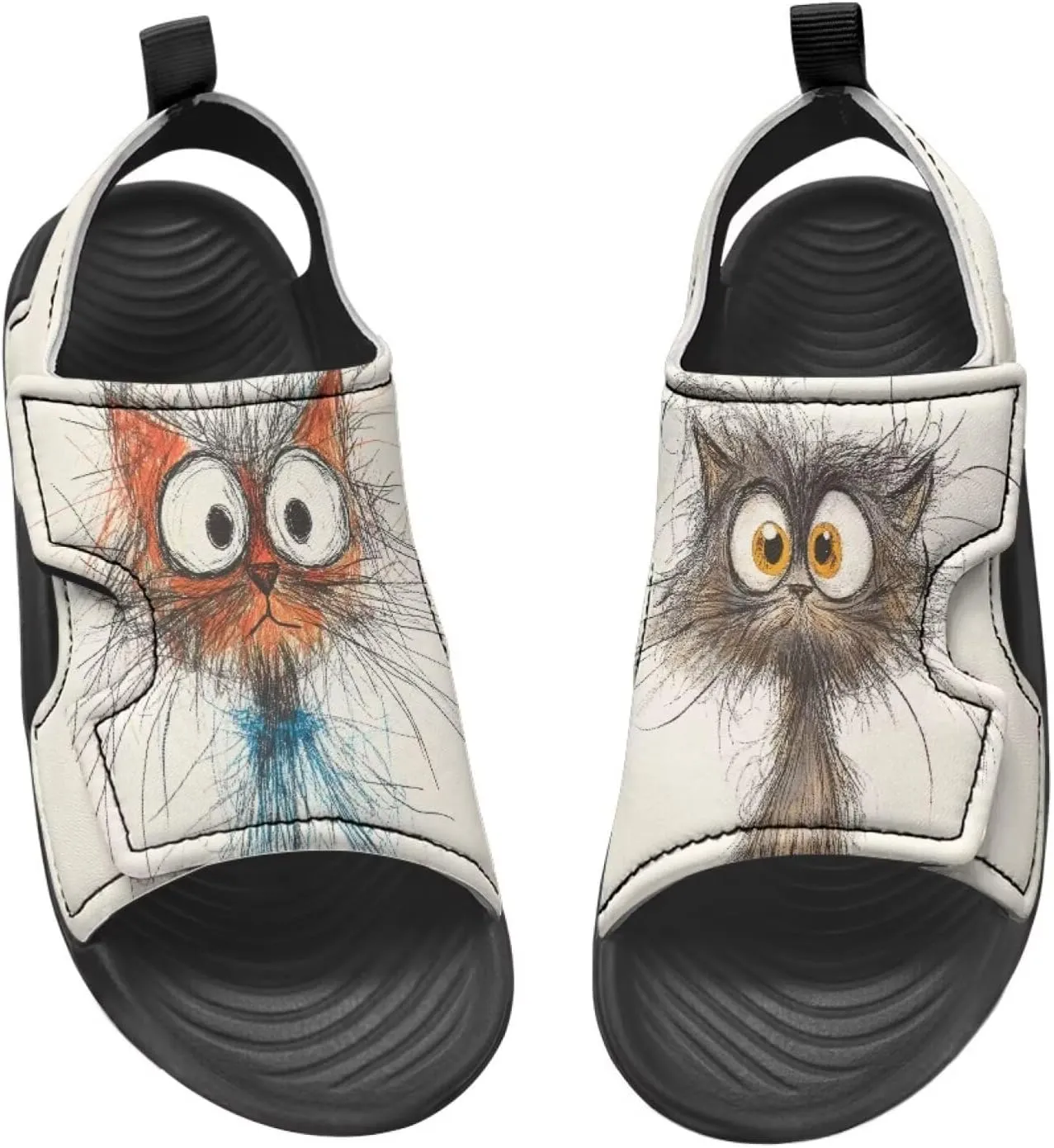 Little Kids Open Toe Summer Outtdoor Sport Sandals Art Cat and Puppy Water Shoes Lightweight Hiking Sandals