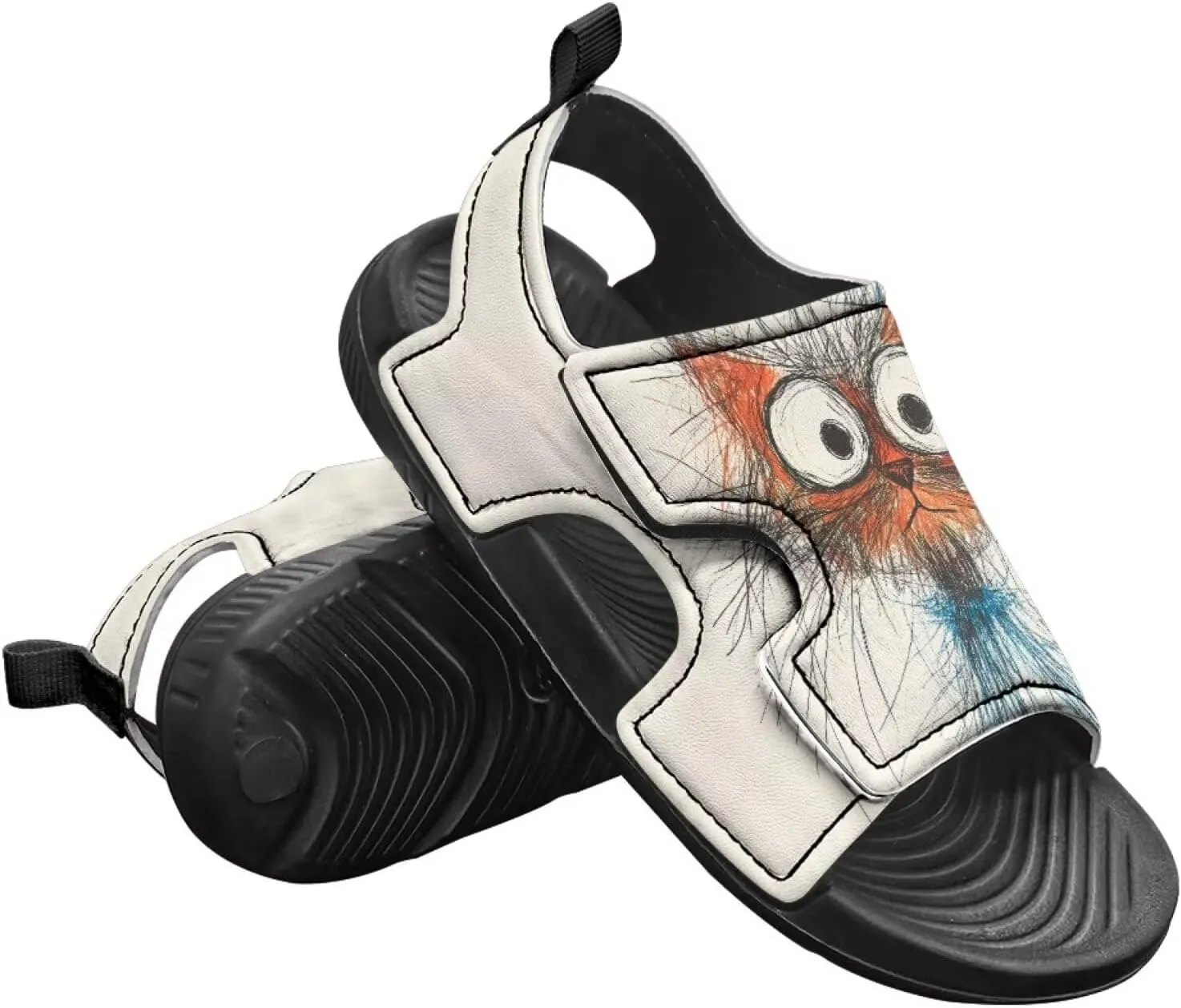 Little Kids Open Toe Summer Outtdoor Sport Sandals Art Cat and Puppy Water Shoes Lightweight Hiking Sandals