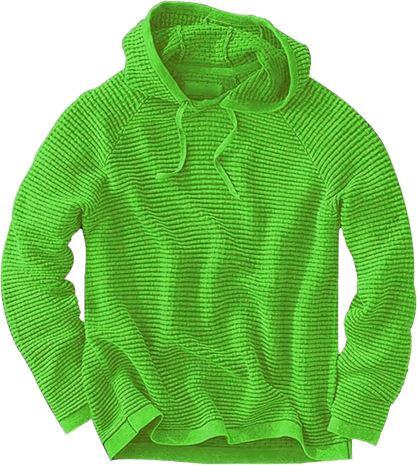 Long Sleeve Waffle Knit Pullover Hoodies for Men Lightweight Workout Drawstring Hooded Sweatshirts with Pocket