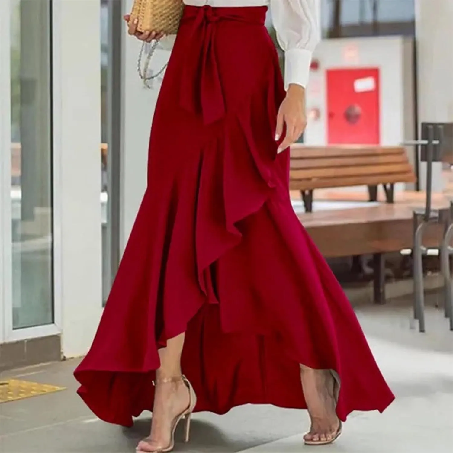 Loose Fit Skorts for Women Maxi Long Elegant Wrap High Cut Criss Cross Skort Women 2025