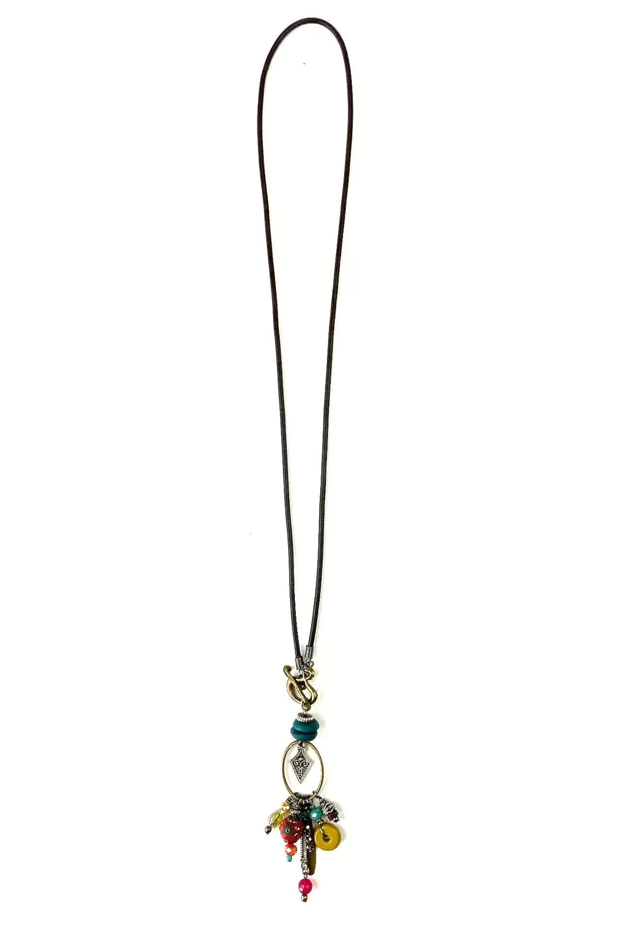 Lost And Found Love Shack Leather Cord Necklace With Front Toggle And Charms