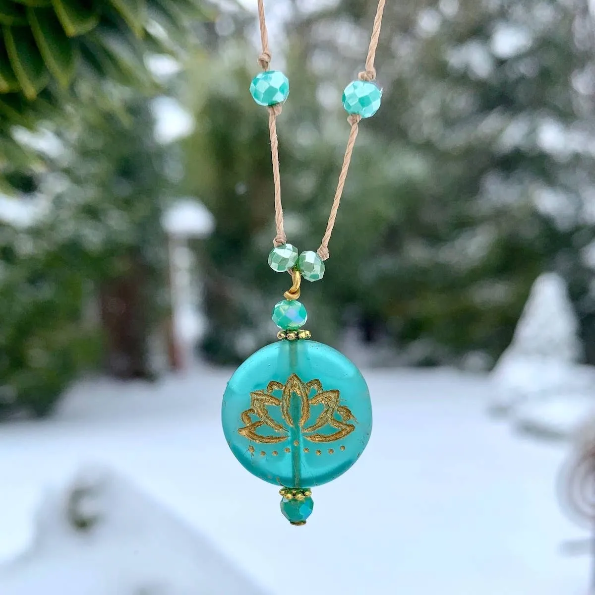 Lotus Necklace -  Aqua