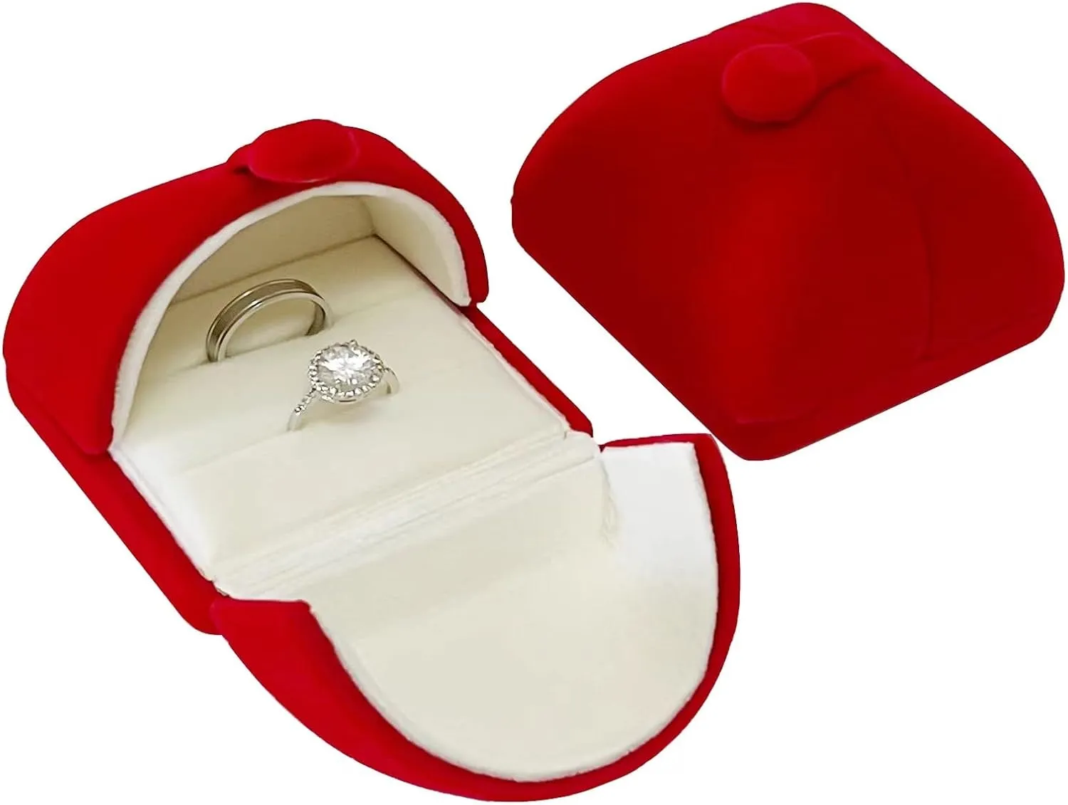 Luxurious Unique Premium Grade Classic Red Velvet Jewelry Box Storage Case Packaging Double Ring Case (jewelry not included)